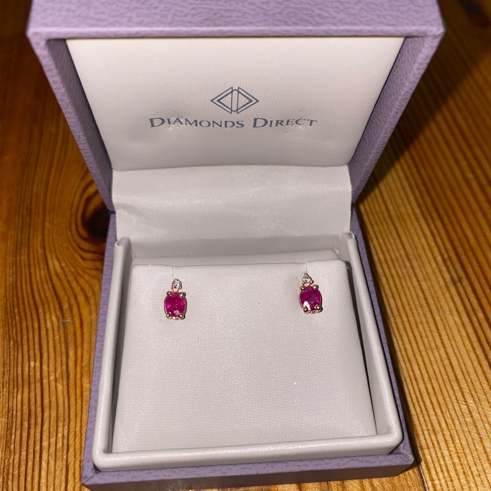 Rose Gold Ruby & Diamond Earrings